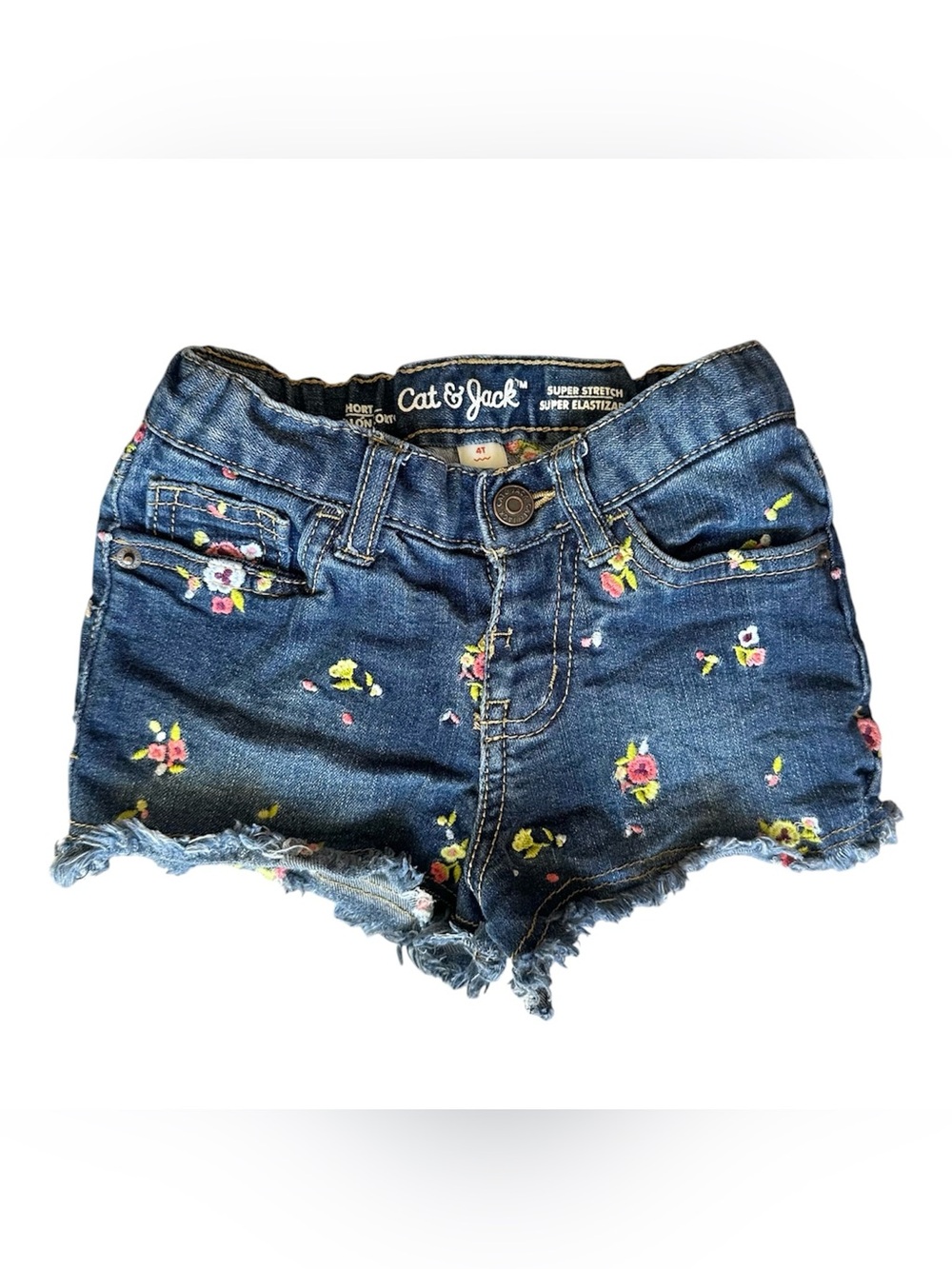 Cat & Jack 4T Girls floral Embroidered Denim shorts